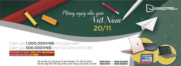 SurfacePro.vn khuyến mãi tưng bừng, mừng ngày Nhà giáo Việt Nam!!!